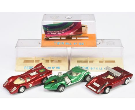 Joal (Spain) a group of Cars (1) 120 Twin Mill - metallic green (2) 121 Porsche 917 K Le Mans - metallic red (3) 116 Ferrari 