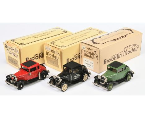 Brooklin Models, a boxed group of BRK5 Ford Model A's to include (1) BRK5X 1930 Ford Model A Coupe "Webers 69th" (Black) (2) 