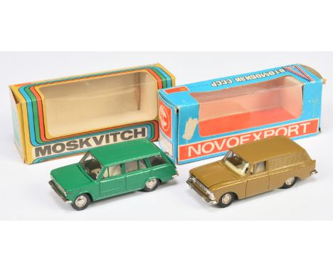 Russian Diecast 1/43rd scale pair (1) Moskvitch 434 Van - brown, ivory interior, chrome trim and hubs (2) Lada 2102&nbsp; - g