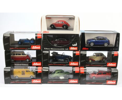 Schuco, a mixed boxed group of 1/43 scale models to include, 02461 Mercedes 170 V Cabrio, 02481 DKW Bus, 02322 BMW and others