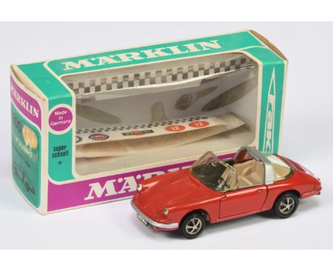 Marklin No.1800 Porsche 911S red body, black roof panel. Excellent in an Good Plus box. 