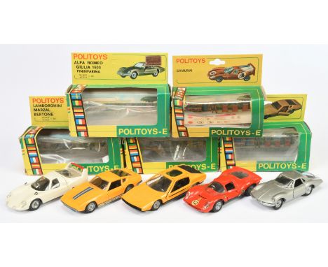 Politoys (Italy), a mixed boxed group to include, No,580 Samurai, No.591 Maserati Ghibli, No.568 Lamborghini Marzal Bertone a