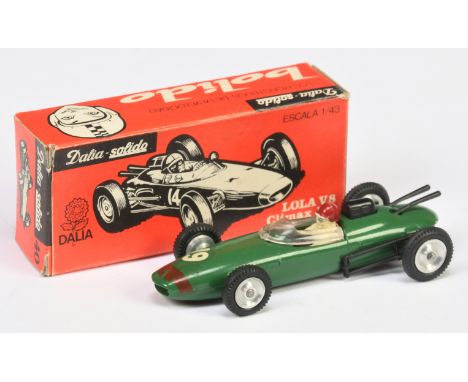 Solido - Dalia (Spain) 40 Lola V8 Climax Formula 1 Racing Car - green, racing number 19, spun hubs, figure driver - Good Plus