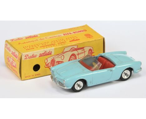 Solido-Dalia No.16 Alfa Romeo Giulietta Spider - pale blue, white interior with figure driver, red dashboard with black steer