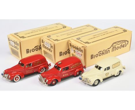 Brooklin Models, a boxed group of BRK9 Ford's to include (1) BRK9 1940 Ford Van "City of Springfield Emergency Squad" (Red) (