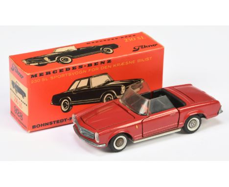 Tekno 928 Mercedes 230 SL - red body, white base, black interior - Good Plus to Excellent in a Good Plus carded picture box. 