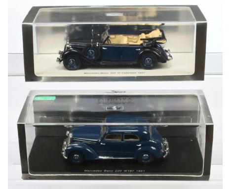 Spark (Minimax) 1/43rd scale boxed pair - (1) S1054 Mercedes Benz 320 D Cabriolet 1937 - dark blue, black with cream interior