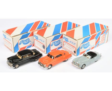 Record (france) 1/43rd scale group (1) Chevrolet 1952 Stleline Coupe Bel Air - black (2) 1952 Pontiac Coupe Catalina - orange