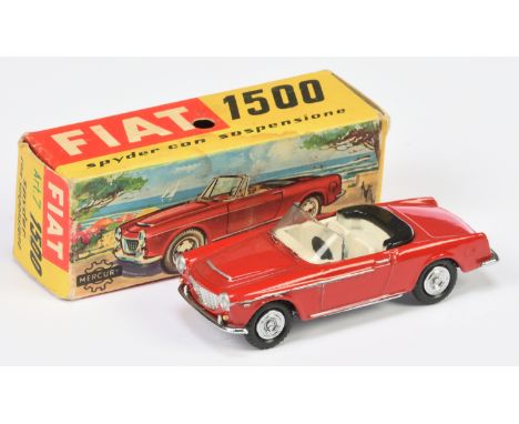 Mercury No.7 Fiat 1500 Spyder - red body, white interior, black tonneau, silver trim - Good Plus in a Good carded picture box