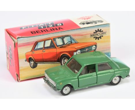 Mercury (Italy) 22 Fiat 128 Berlina Rally Car - green, dark grey interior, cast hubs - Excellent, some light marks to paintwo