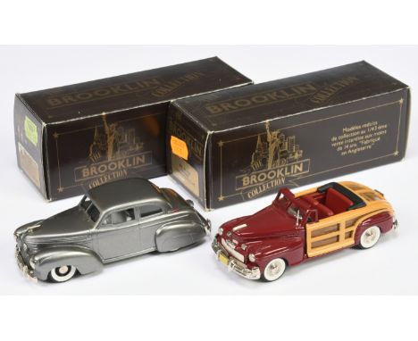 Brooklin Models, a boxed group of 1930/40s Cars to include, (1) BRK69 1946 Mercury Sportsman Woody Convertible (Maroon) (2) B