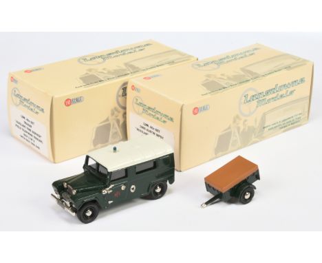 Lansdowne Models (Brooklin) LDM40X Set 1965 Austin Gipsy "Auxiliary Fire Service" (Command Car) and LDM40X Trailer (Field Tel