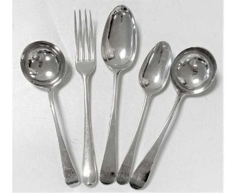 An assortment of mid to late 18th century silver flatware, various dates and makers, London marked, some crested, 'Old Englis