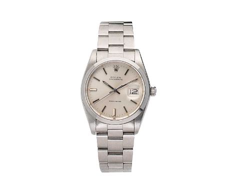 Rolex - A steel 'Oyster Date Precision 34' wristwatch, circa 1980, model number 6694, serial number 6662952, the signed silve