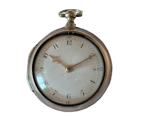 William Goldsborough, Scarborough - A late 18th century Sterling silver pair cased pocket watch, circa 1787, the outer (and i