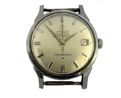 Omega - A steel 'Constellation' wristwatch head, circa 1964, model number 168.005, the signed circular silvered dial, 30mm di