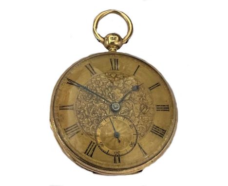 Arnold & Dent, London - A William IV 18ct gold open faced pocket watch with travelling case, circa 1835, the unsigned gilt di