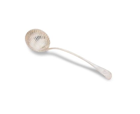 A George III silver soup ladle, mark of William Eaton, London 1816, 'Old English' pattern with bright cut edge and shell bowl