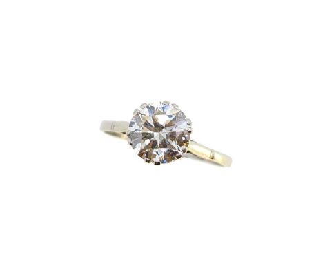 A diamond single stone ring,  claw set round brilliant cut diamond, approximate diameter 9.1mm, estimated approximate weight 