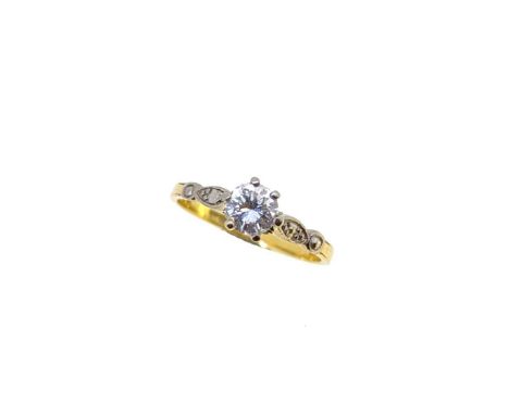 A diamond single stone ring, claw set round brilliant cut diamond, approximate diameter 4.9mm, estimated approximate weight 0