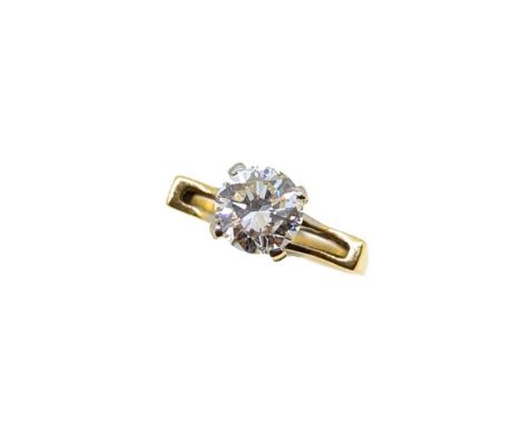 A diamond single stone ring, claw set round brilliant cut diamond, approximate diameter 7.3mm, estimated approximate weight 1