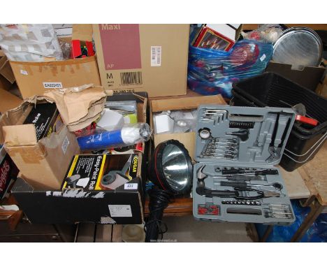 Rock solar lights, cordless secateurs, paint roller etc.