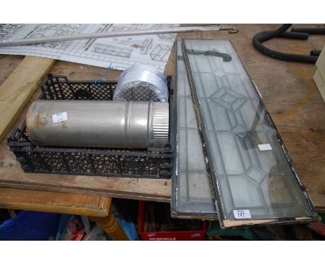 Two lead effect double glazed units, 35" x 9 1/2", flu liner & stainless steel pipe.