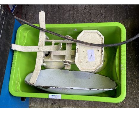 Three  boxes of  balance scales, and Panasonic speakers, 240v electric drill, battery charger.
