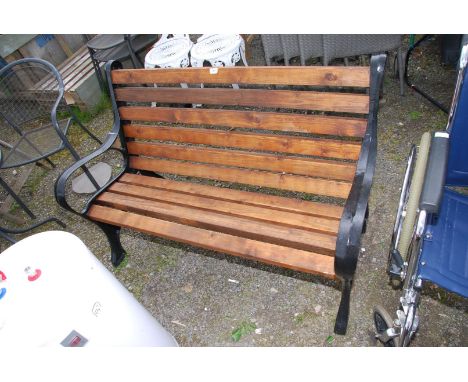 Cast iron ended strong slatted Garden bench, 50 1/2" wide x 31" high, (slats = 1 1/2" thick x 2 1/2").