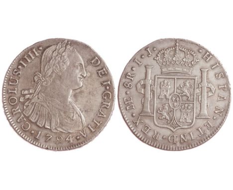 8 reales. 1794. Lima. IJ. Ligera pátina. Ar. CAL-648. EBC-.