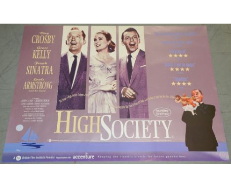 Six British Quad film posters including High Society (BFI), 48 Hours (1982), Good Will Hunting, Hook, The Godfather Part III 