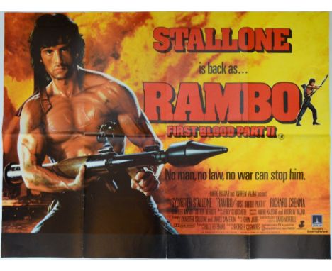 Rambo: First Blood Part II (1985) British Quad film poster, action film starring Sylvester Stallone, 30 x 40 inches 