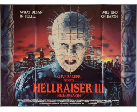 Three British Quad film posters, Hellbound: Hellraiser II x 2 & Hellraiser Part III, Arrow Films, folded (3) 30 x 40 inches10