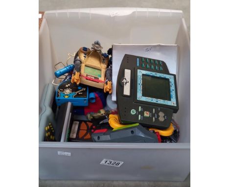 A box of vintage hand held electronic games 