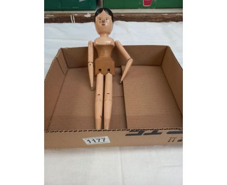 A vintage Grodner Tal jointed wooden peg doll 31cm tall 