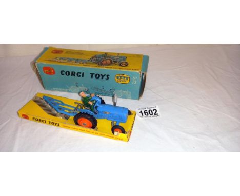 Corgi gift set no 13 Fordson Power Major tractor and a four furrow plough 