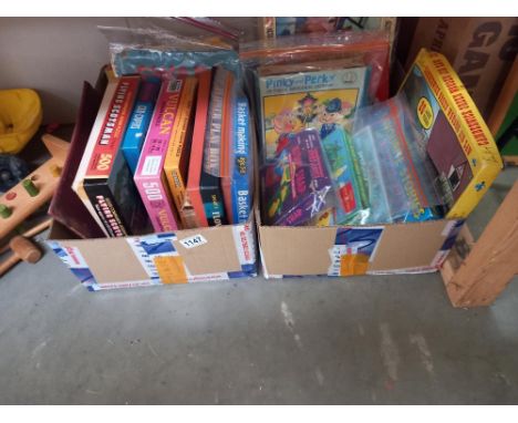 2 boxes of vintage children's jigsaws etc, completeness unknown 