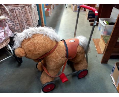 A vintage Leefray push along soft toy horse COLLECT ONLY 