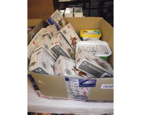 A quantity of vintage Airfix collector series 54mm model kits part built including some tubs of parts, unchecked for completn