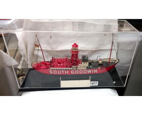 A cased model of a ship South Goodwin Trinity house light vessel COLLECT ONLY 