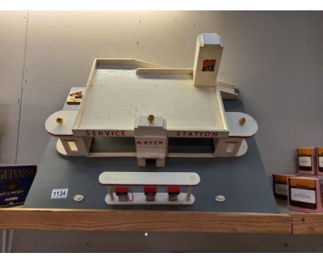 A vintage wooden service station model garage COLLECT ONLY 
