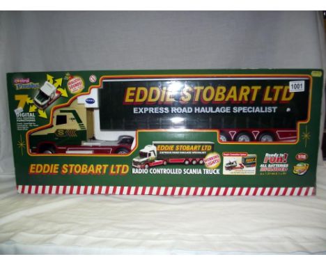 A boxed control freaks Eddie Stobbart 1/18 scale radio controlled Scania truck, box looks sealed so contents unchecked 