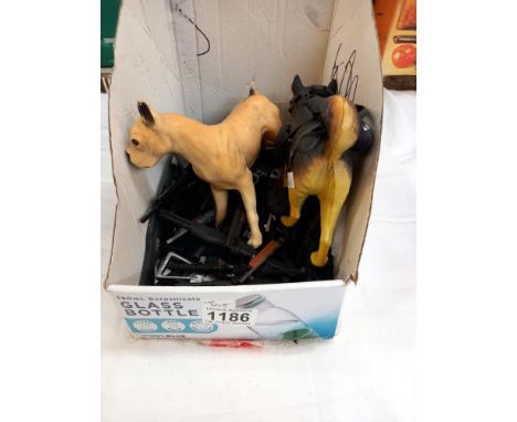 A large quantity of vintage Action men rifles and 2 dogs 