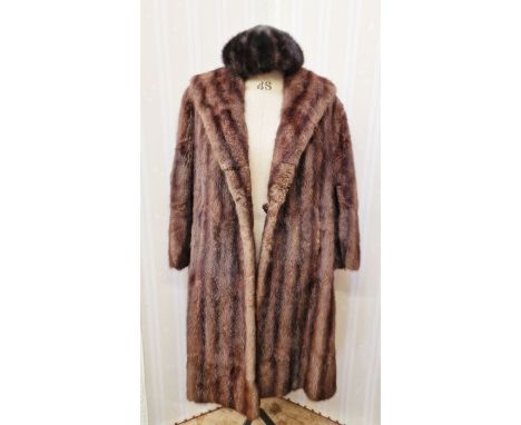 A vintage brown mink coat labelled "De Bella fashion perfect furs", with a dark mink hat (2)
