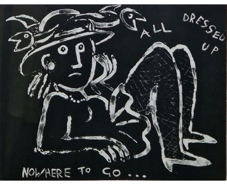 After Maggie Clyde (20th century)&nbsp;
Print on paper&nbsp;
"All Dressed Up, Nowhere to Go", titled, signed and dated 82 in 