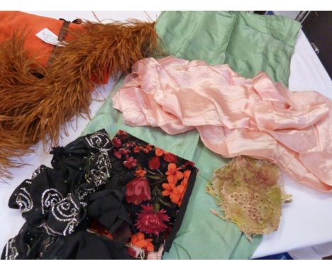 Various vintage embroidered remnants and fabrics to include embroidered 1930's counterpanes, part Chinese&nbsp;embroidered pi