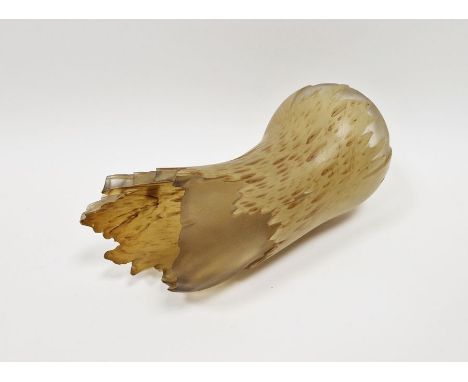 Ian Robson glass sculpture&nbsp;in the form of a log, cased and sandblasted, in light brown colourway, length 27cm