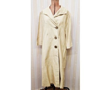 1940's raw silk cream duster/driving coat&nbsp;with three button fastening, three-quarter length sleeves, a wool crepe coat&n