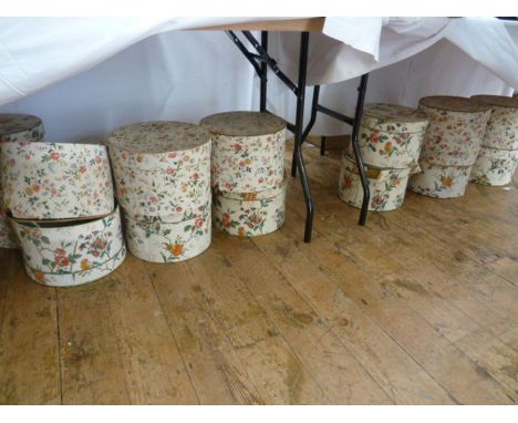 FOURTEEN VINTAGE HAT BOXES - SOME WITH DAMAGE BUT COMPLETE