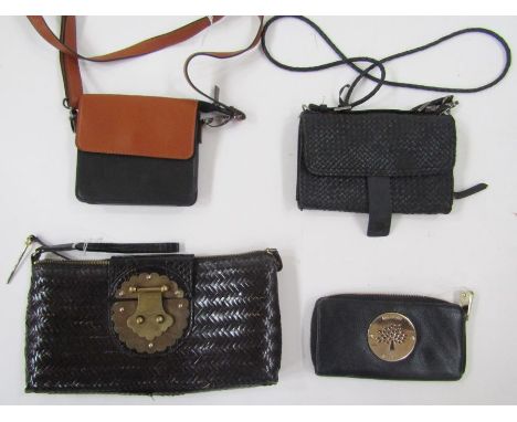 Vintage Mulberry wallet&nbsp;in&nbsp;black leather with the brass Mulberry logo to the front, a vintage Kotur plaited leather